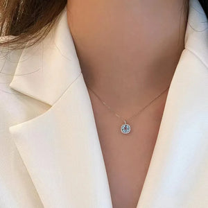 Aquamarine Jelly Bean Pendant Necklace 925 Stamp