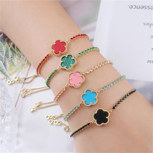 Flower Charm Bracelet with Shell Pendant