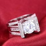 Sliver CZ Crystal Finger Rings Wedding & Engagement Ring R587
