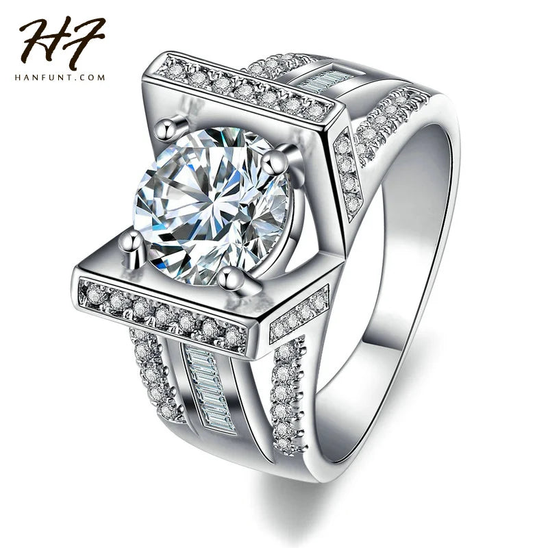 Sliver CZ Crystal Finger Rings Wedding & Engagement Ring R587