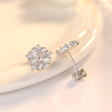 Small Flower Stud Earring Pink CZ Crystal Women Girls Kpop Minimalist Jewelry