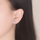 Small Flower Stud Earring Pink CZ Crystal Women Girls Kpop Minimalist Jewelry