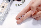 Pink CZ Flower Stud Earrings for Women Girls Kpop Crystal Earring