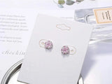 Pink CZ Flower Stud Earrings for Women Girls Kpop Crystal Earring