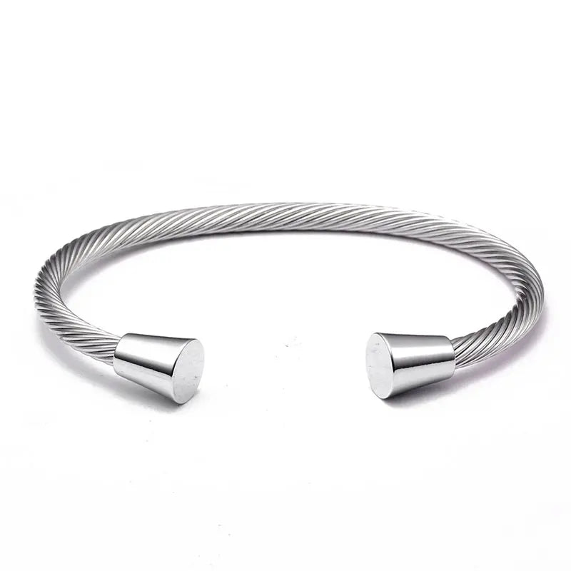 Stainless Steel Chain Link Charm Bracelet Men Women Punk Bangle