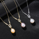 925 Sterling Silver Necklace Women Freshwater Pearl Pendant Clavicle Chain