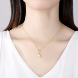 925 Sterling Silver Necklace Women Freshwater Pearl Pendant Clavicle Chain