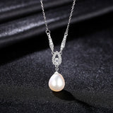 925 Sterling Silver Necklace Women Freshwater Pearl Pendant Clavicle Chain