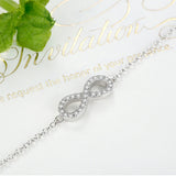 925 Sterling Silver Infinity Bracelet with Crystal Beads