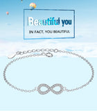 925 Sterling Silver Infinity Bracelet with Crystal Beads