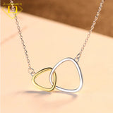 925 Silver Double Heart Necklace Clavicle Chain