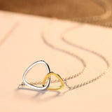 925 Silver Double Heart Necklace Clavicle Chain