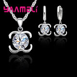 925 Silver Zircon Party Jewelry Set Necklace Earrings
