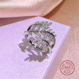 925 Silver Leaf Wedding Band Ring for Women - Big Gift, Love Silver Jewelry