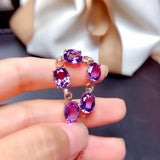 S925 Silver Purple Crystal Charms Bracelet Bridal Bangles for Women Wedding Gift