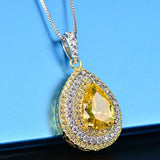 Sparkling Heart Zircon Pendant Necklace Wedding Engagement Jewelry