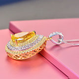 Sparkling Heart Zircon Pendant Necklace Wedding Engagement Jewelry