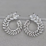 Marquise Cut Diamond Stud Earrings Olive Branch Design