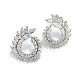 Marquise Cut Diamond Stud Earrings Olive Branch Design