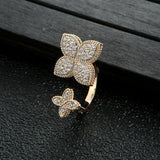Square Flower Stackable Rings CZ Finger Ring Bohemian Beach Jewelry