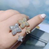 Square Flower Stackable Rings CZ Finger Ring Bohemian Beach Jewelry