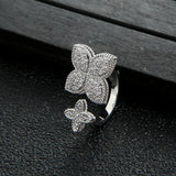 Square Flower Stackable Rings CZ Finger Ring Bohemian Beach Jewelry