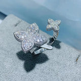 Square Flower Stackable Rings CZ Finger Ring Bohemian Beach Jewelry