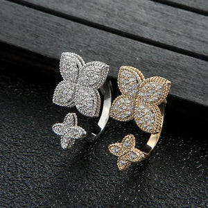Square Flower Stackable Rings CZ Finger Ring Bohemian Beach Jewelry