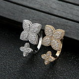 Square Flower Stackable Rings CZ Finger Ring Bohemian Beach Jewelry
