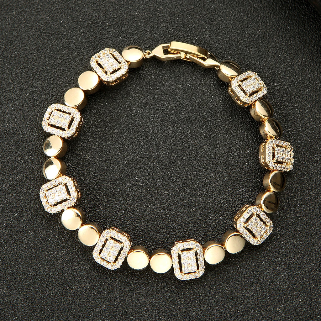 Square Link Chain Bracelet Bohemian Cuff CZ Femme Jewelry