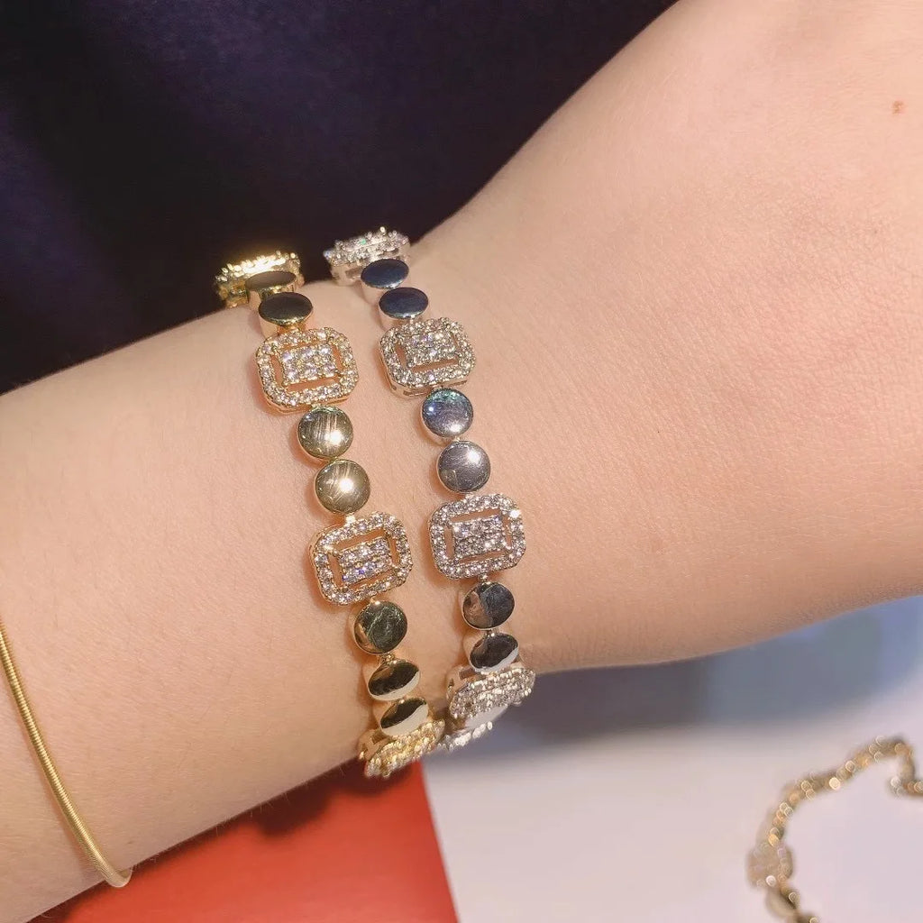 Square Link Chain Bracelet Bohemian Cuff CZ Femme Jewelry