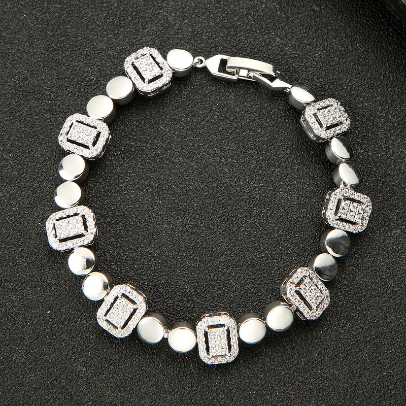 Square Link Chain Bracelet Bohemian Cuff CZ Femme Jewelry