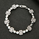 Square Link Chain Bracelet Bohemian Cuff CZ Femme Jewelry