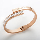 Square Rhinestone Spring Clasp Bangles Couple Wedding Bracelets