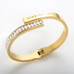Square Rhinestone Spring Clasp Bangles Couple Wedding Bracelets