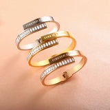 Square Rhinestone Spring Clasp Bangles Couple Wedding Bracelets