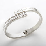 Square Rhinestone Spring Clasp Bangles Couple Wedding Bracelets