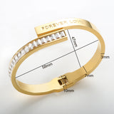 Square Rhinestone Spring Clasp Bangles Couple Wedding Bracelets