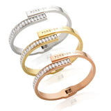 Square Rhinestone Spring Clasp Bangles Couple Wedding Bracelets