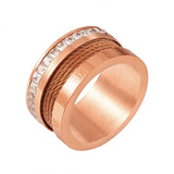 Square Rhinestones Roman Numerals Rings Classic Stainless Steel Wire Punk Ring