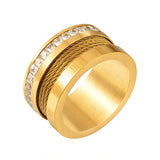 Square Rhinestones Roman Numerals Rings Classic Stainless Steel Wire Punk Ring