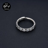 Square Zircon G23 Titanium Nose Ring Vacuum Gold-Plated
