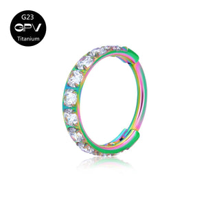 Square Zircon G23 Titanium Nose Ring Vacuum Gold-Plated