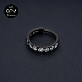 Square Zircon G23 Titanium Nose Ring Vacuum Gold-Plated