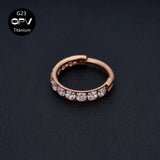 Square Zircon G23 Titanium Nose Ring Vacuum Gold-Plated