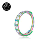 Square Zircon G23 Titanium Nose Ring Vacuum Gold-Plated
