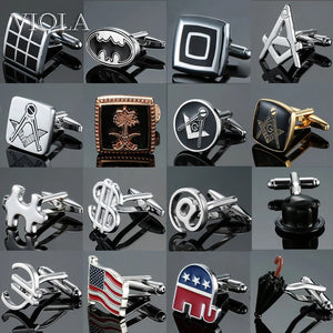 Stainless Dollar Flag Cufflinks Funny Puzzle Cuffs