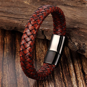 Men's Stainless Steel Beaded Bracelet Multilayer Leather Bracelet Gift