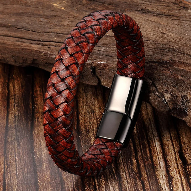 Men's Stainless Steel Beaded Bracelet Multilayer Leather Bracelet Gift