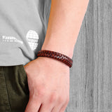 Men's Stainless Steel Beaded Bracelet Multilayer Leather Bracelet Gift